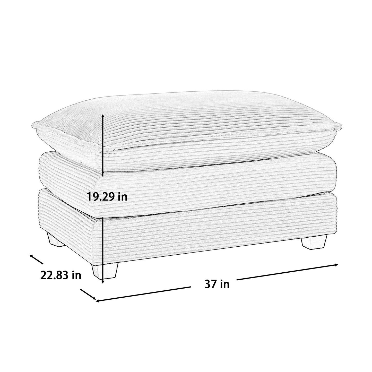 Ottoman Footstool in Corduroy Fabric, Can be Used with 2 Seater Sofas, 3 Seater Sofas and 4 Seater Sofas,Green Corduroy Fabric - 1st Choice Furniture Direct