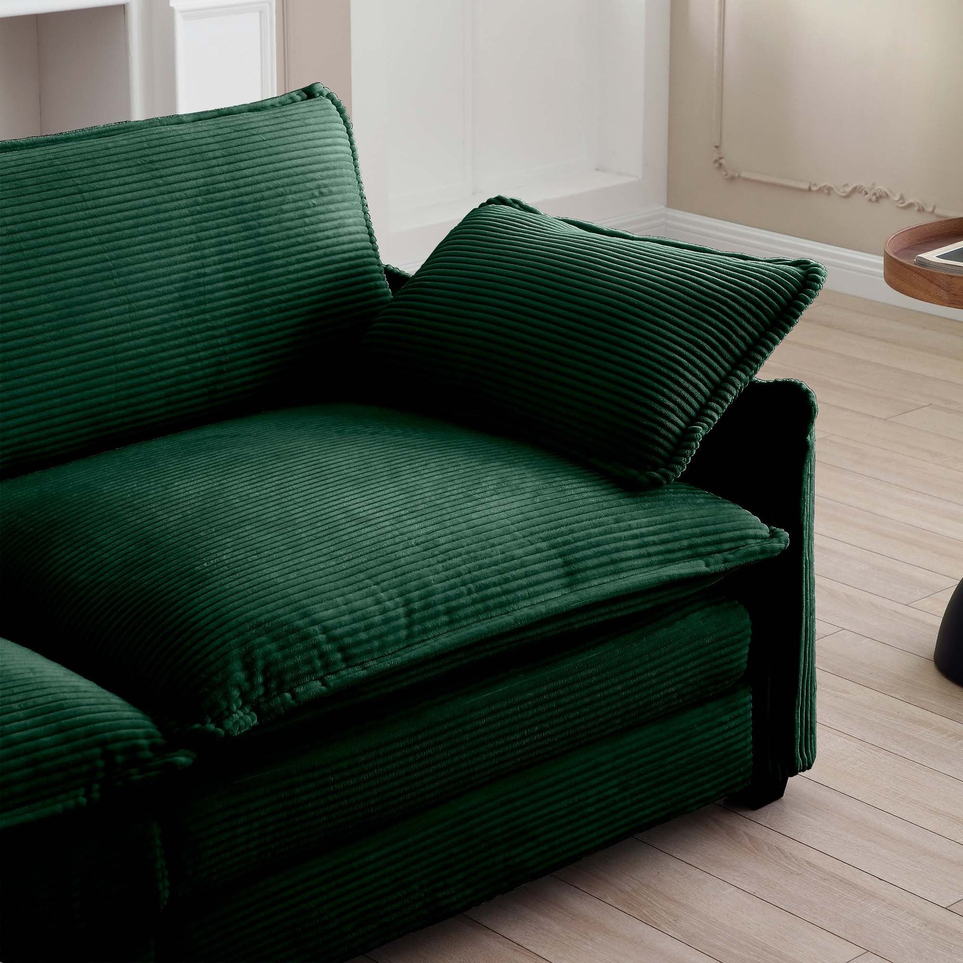Ottoman Footstool in Corduroy Fabric, Can be Used with 2 Seater Sofas, 3 Seater Sofas and 4 Seater Sofas,Green Corduroy Fabric - 1st Choice Furniture Direct