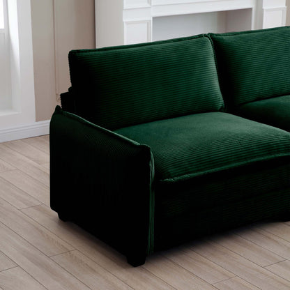 Ottoman Footstool in Corduroy Fabric, Can be Used with 2 Seater Sofas, 3 Seater Sofas and 4 Seater Sofas,Green Corduroy Fabric - 1st Choice Furniture Direct