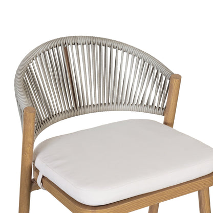 Outdoor 30.25' Bar Height Aluminum Frame Counter Stools with Scallop - shaped Backrest & Water - resistant Cushions, Set of 2, Maple Finish - 1st Choice Furniture Direct