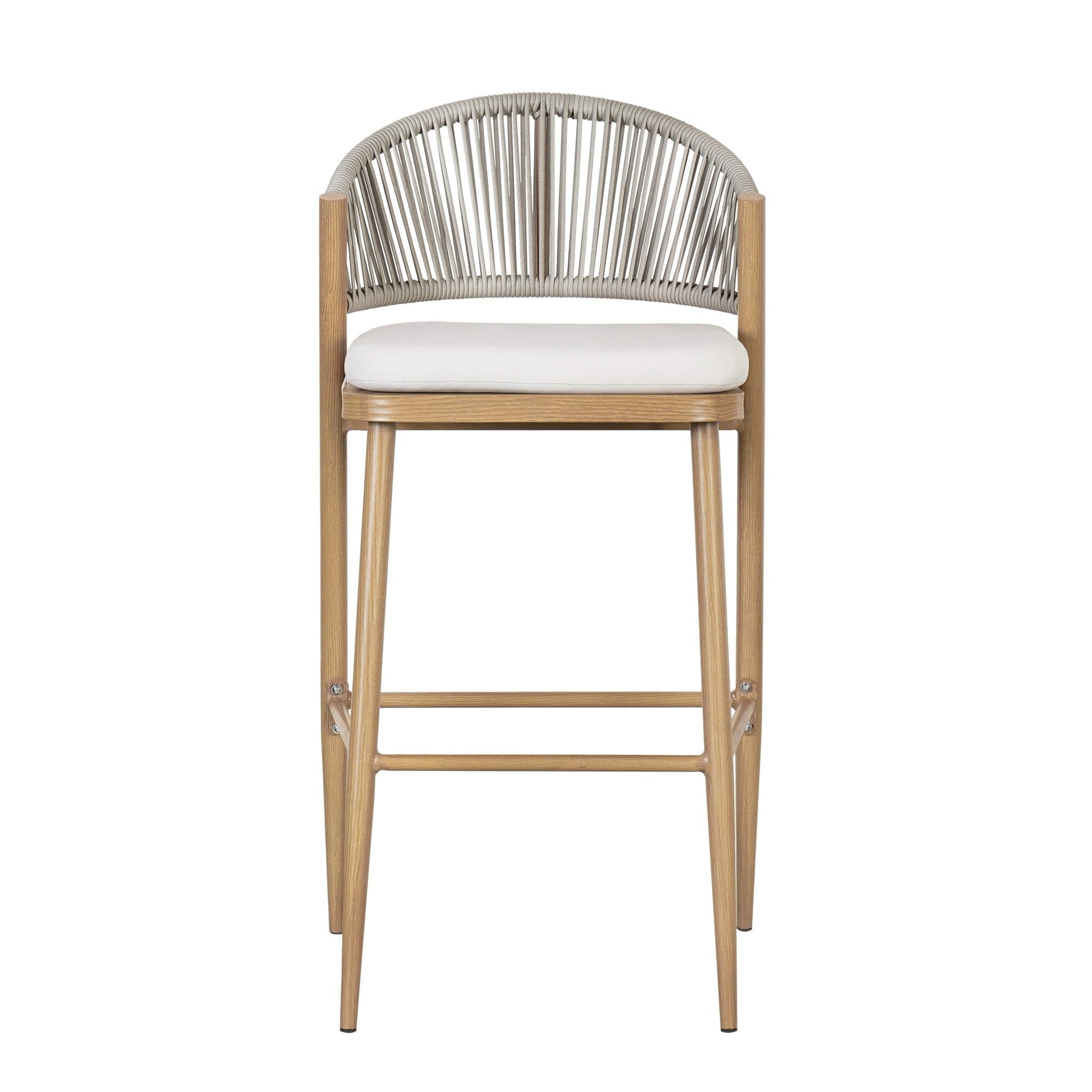 Outdoor 30.25' Bar Height Aluminum Frame Counter Stools with Scallop - shaped Backrest & Water - resistant Cushions, Set of 2, Maple Finish - 1st Choice Furniture Direct