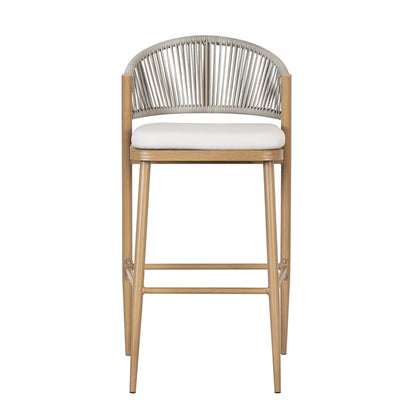 Outdoor 30.25' Bar Height Aluminum Frame Counter Stools with Scallop - shaped Backrest & Water - resistant Cushions, Set of 2, Maple Finish - 1st Choice Furniture Direct