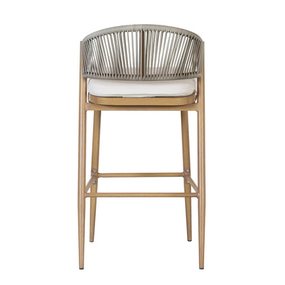 Outdoor 30.25' Bar Height Aluminum Frame Counter Stools with Scallop - shaped Backrest & Water - resistant Cushions, Set of 2, Maple Finish - 1st Choice Furniture Direct