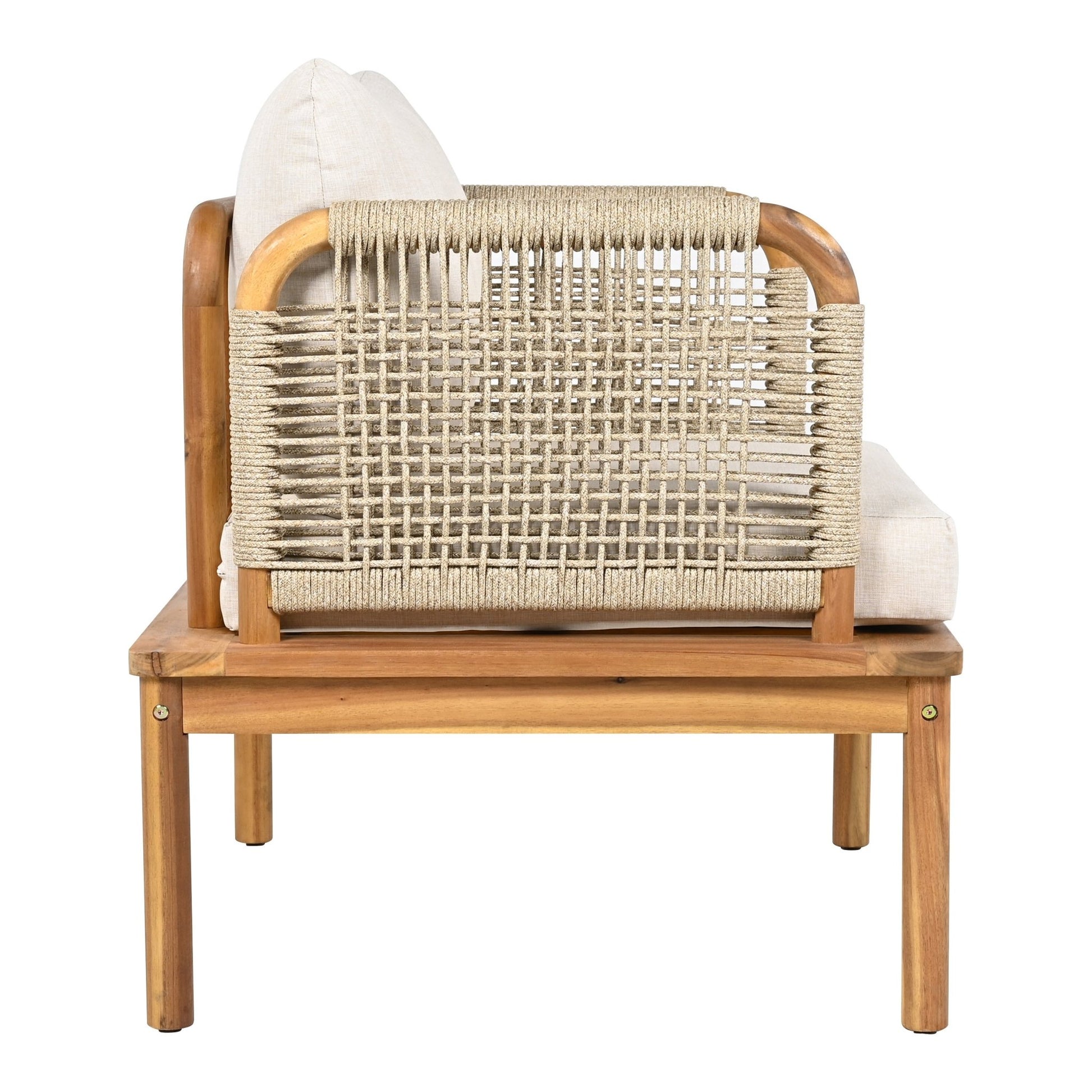 Outdoor Acacia Wood and Rope Club Chair with Cushions (Set of 2 / MP2) - 1st Choice Furniture Direct