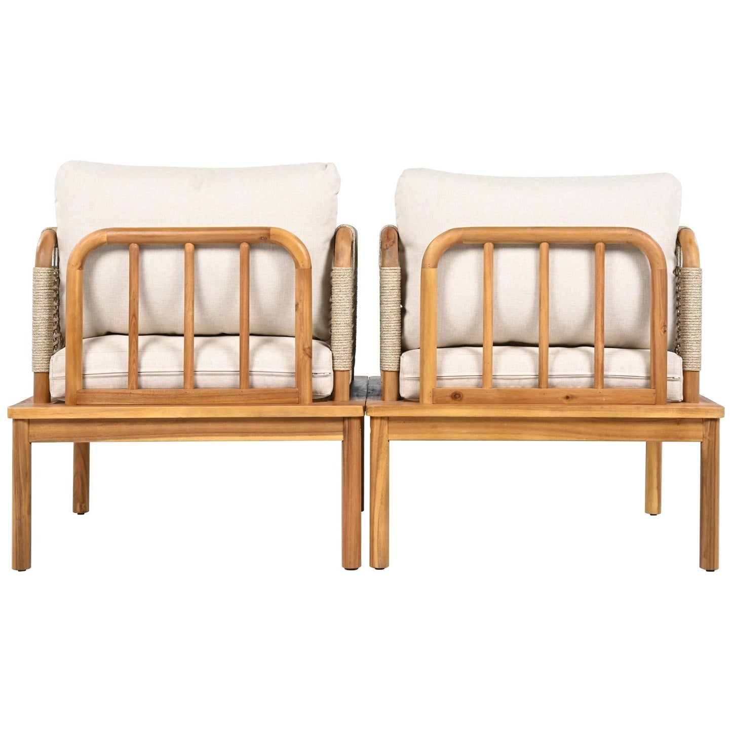 Outdoor Acacia Wood and Rope Club Chair with Cushions (Set of 2 / MP2) - 1st Choice Furniture Direct