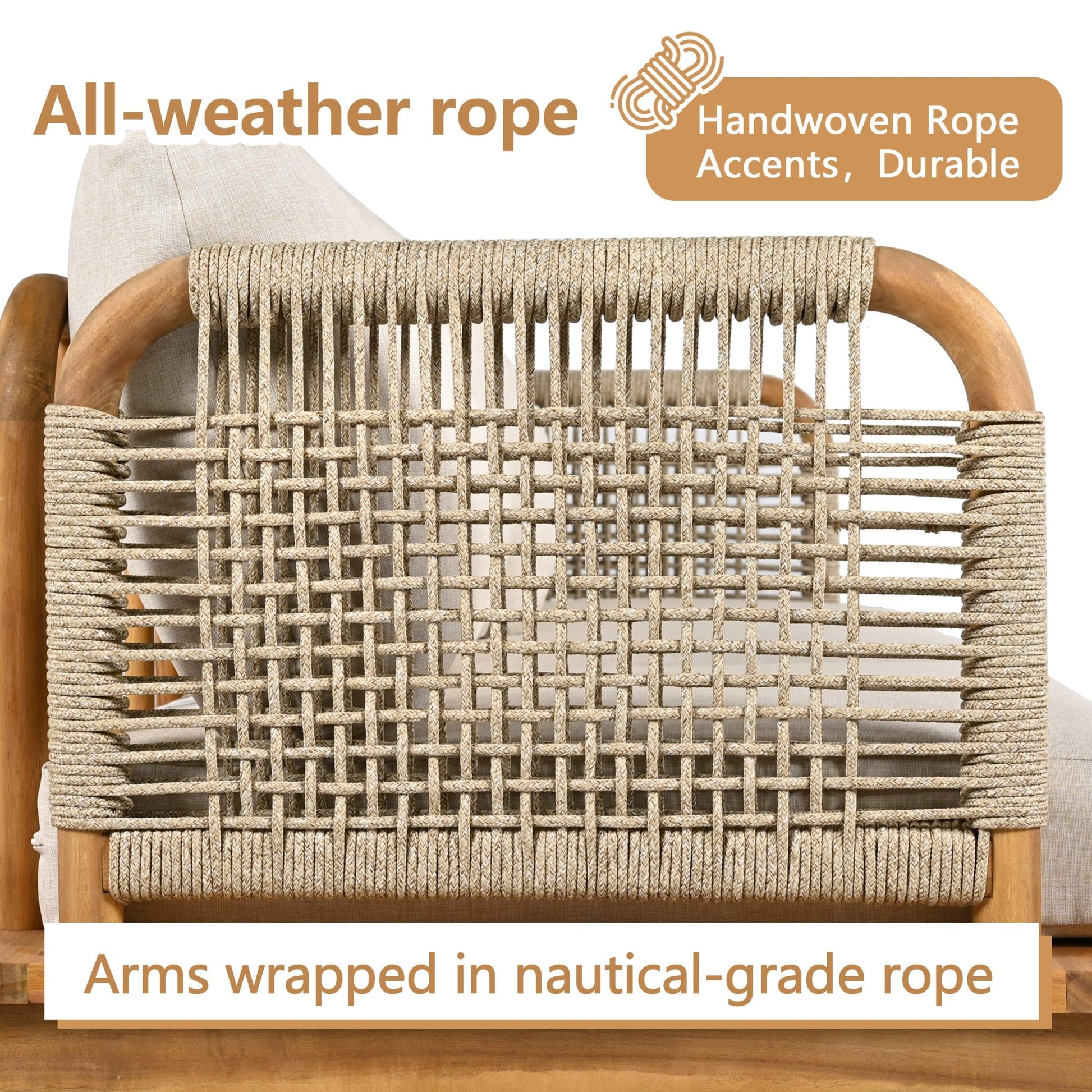 Outdoor Acacia Wood and Rope Club Chair with Cushions (Set of 2 / MP2) - 1st Choice Furniture Direct