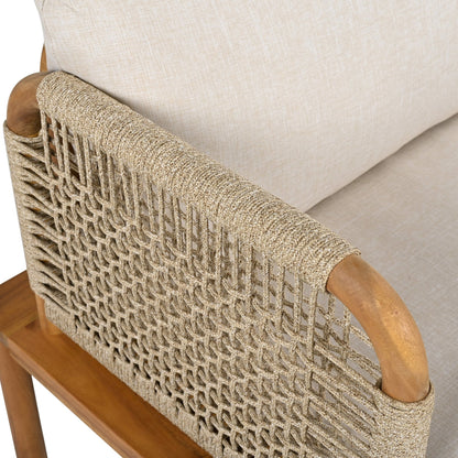 Outdoor Acacia Wood and Rope Club Chair with Cushions (Set of 2 / MP2) - 1st Choice Furniture Direct