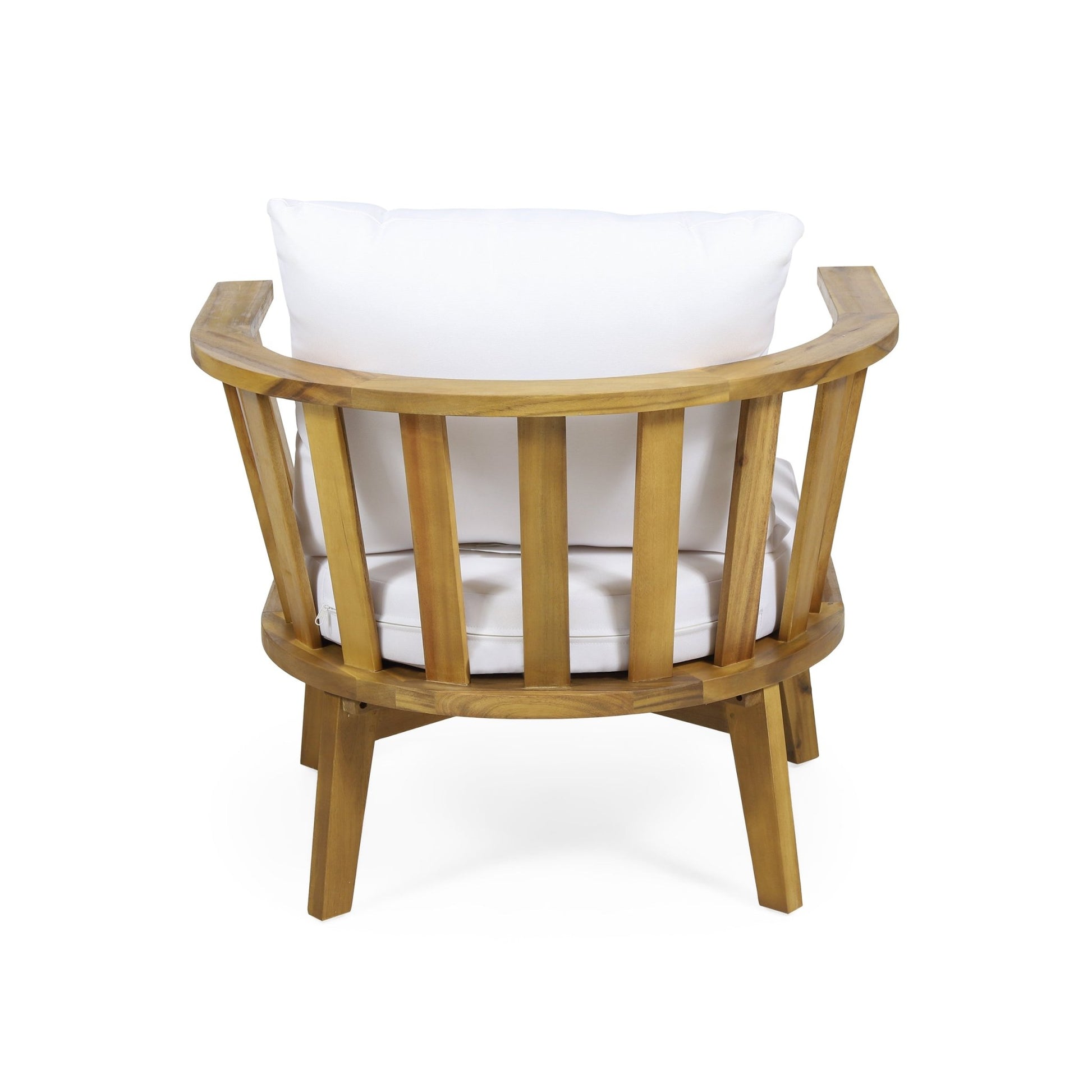 Outdoor Acacia Wood Club Chair with Cushions – Rustic Patio Deep Seating Armchair - 1st Choice Furniture Direct