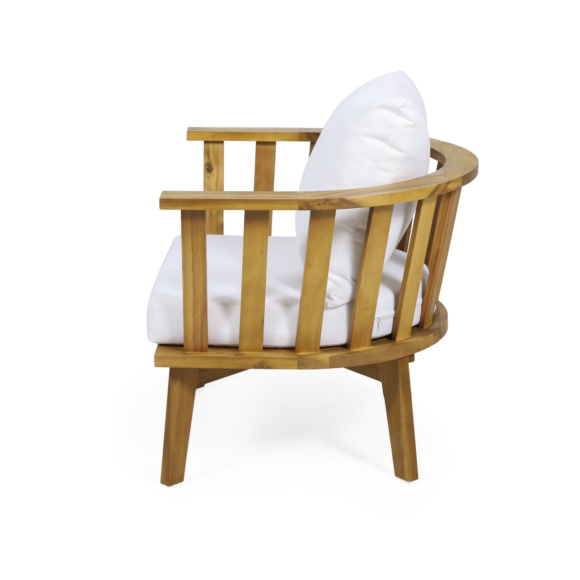 Outdoor Acacia Wood Club Chair with Cushions – Rustic Patio Deep Seating Armchair - 1st Choice Furniture Direct