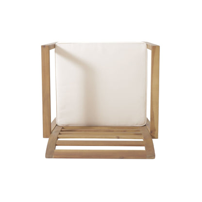 Outdoor Acacia Wood Club Chairs, 2 - Pcs Set, Natural Stained / White, 25.5'D x 24.5'W x 33.0'H - 1st Choice Furniture Direct