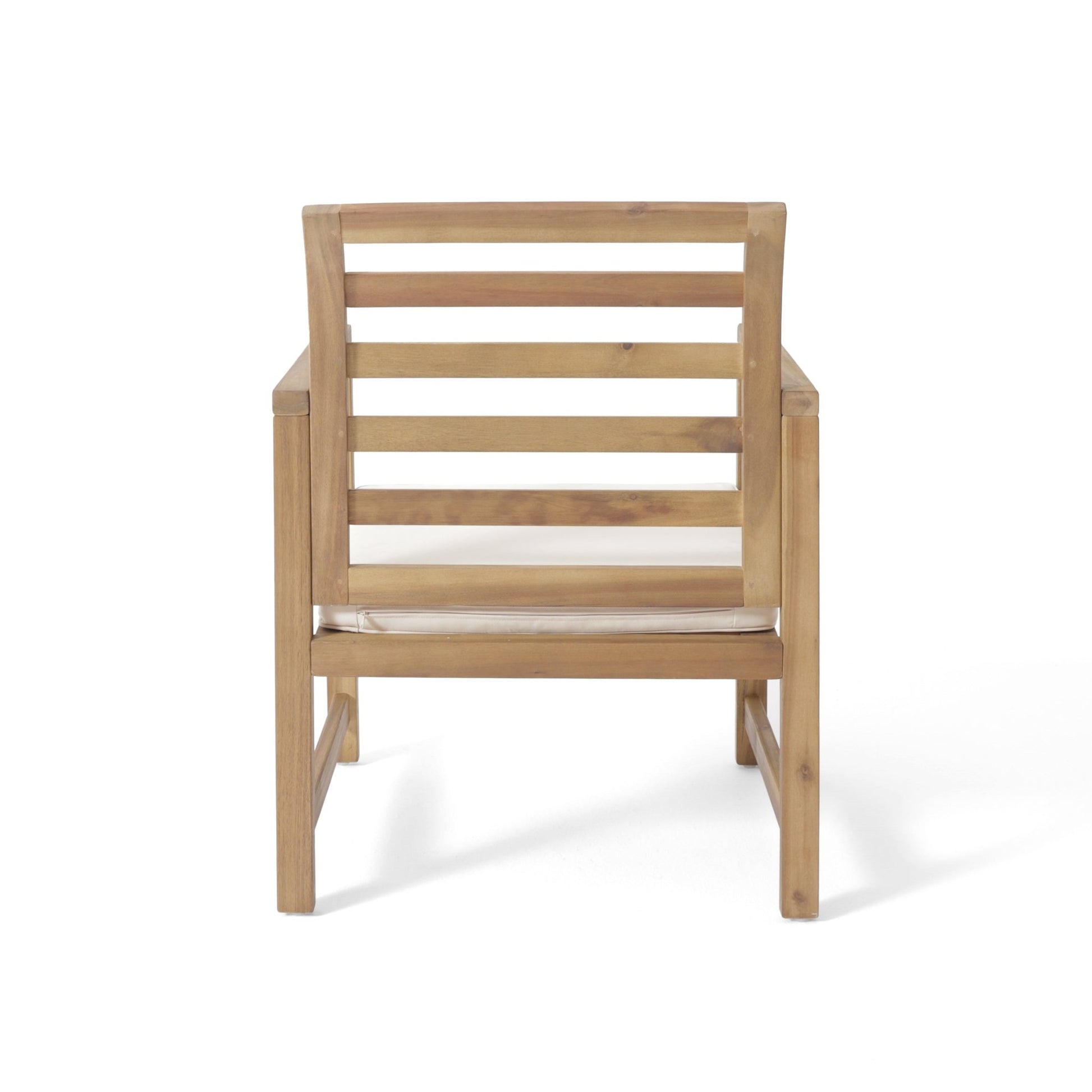 Outdoor Acacia Wood Club Chairs, 2 - Pcs Set, Natural Stained / White, 25.5'D x 24.5'W x 33.0'H - 1st Choice Furniture Direct