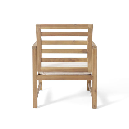 Outdoor Acacia Wood Club Chairs, 2 - Pcs Set, Natural Stained / White, 25.5'D x 24.5'W x 33.0'H - 1st Choice Furniture Direct