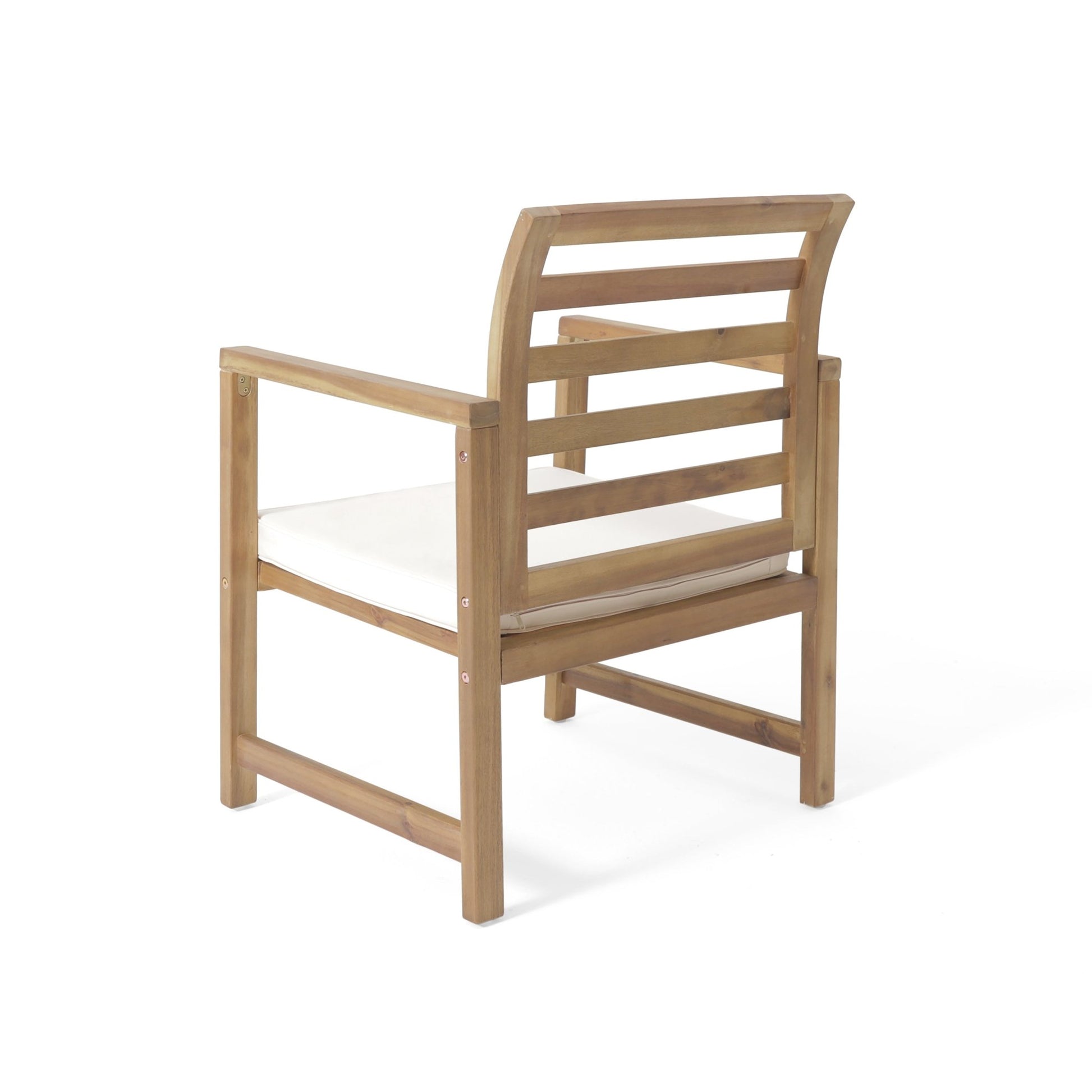Outdoor Acacia Wood Club Chairs, 2 - Pcs Set, Natural Stained / White, 25.5'D x 24.5'W x 33.0'H - 1st Choice Furniture Direct