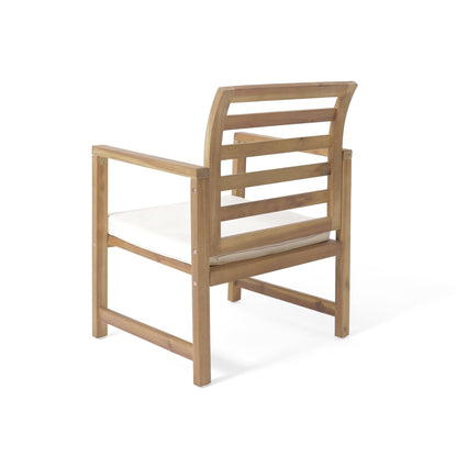 Outdoor Acacia Wood Club Chairs, 2 - Pcs Set, Natural Stained / White, 25.5'D x 24.5'W x 33.0'H - 1st Choice Furniture Direct