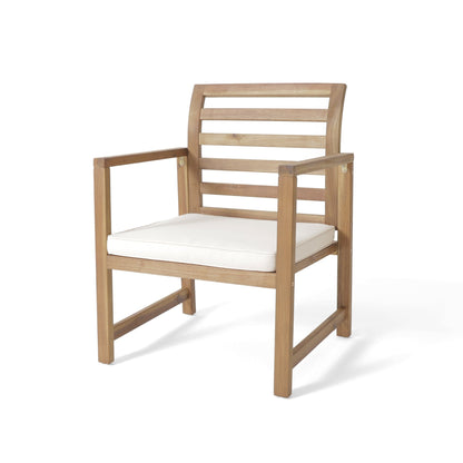 Outdoor Acacia Wood Club Chairs, 2 - Pcs Set, Natural Stained / White, 25.5'D x 24.5'W x 33.0'H - 1st Choice Furniture Direct