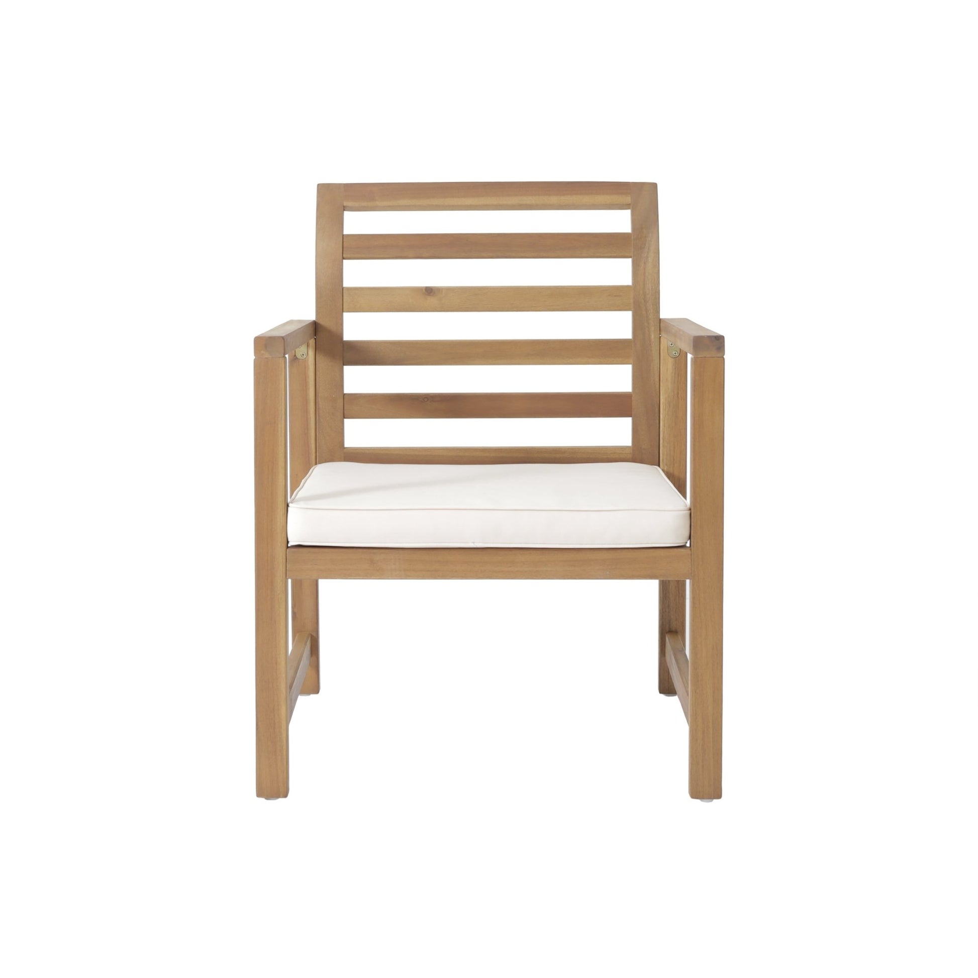 Outdoor Acacia Wood Club Chairs, 2 - Pcs Set, Natural Stained / White, 25.5'D x 24.5'W x 33.0'H - 1st Choice Furniture Direct