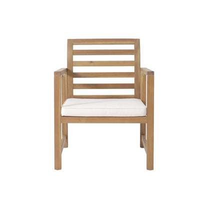 Outdoor Acacia Wood Club Chairs, 2 - Pcs Set, Natural Stained / White, 25.5'D x 24.5'W x 33.0'H - 1st Choice Furniture Direct