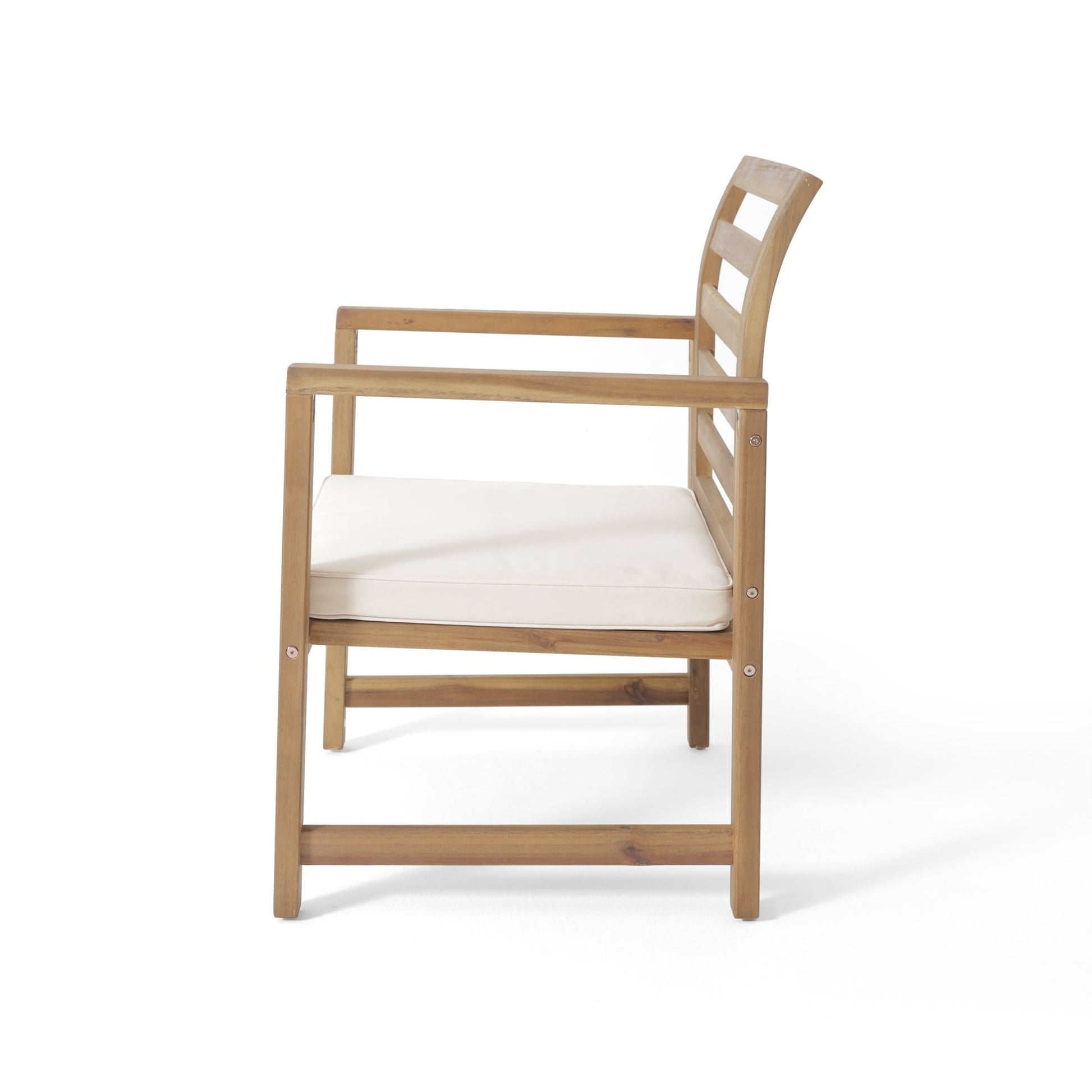 Outdoor Acacia Wood Club Chairs, 2 - Pcs Set, Natural Stained / White, 25.5'D x 24.5'W x 33.0'H - 1st Choice Furniture Direct