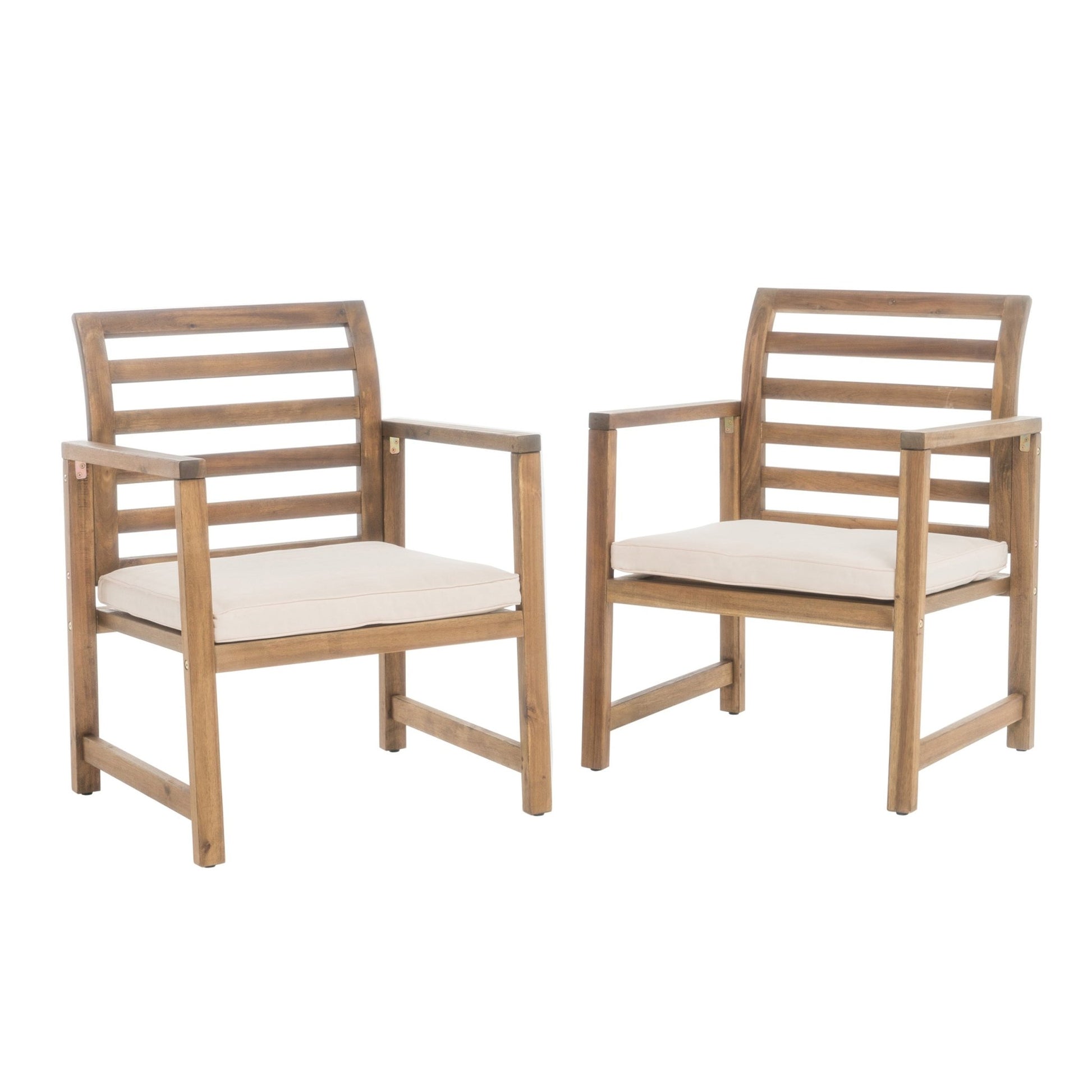 Outdoor Acacia Wood Club Chairs, 2 - Pcs Set, Natural Stained / White, 25.5'D x 24.5'W x 33.0'H - 1st Choice Furniture Direct