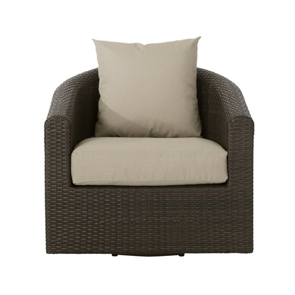 Outdoor Aluminum Frame Wicker Swivel Chair - 1st Choice Furniture Direct