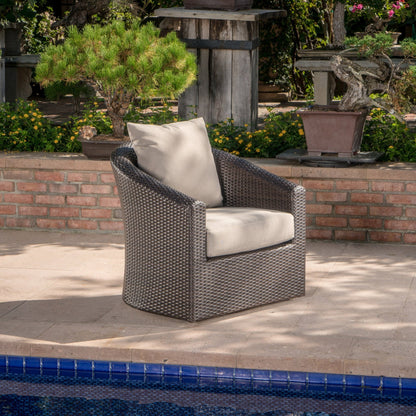 Outdoor Aluminum Frame Wicker Swivel Chair - 1st Choice Furniture Direct