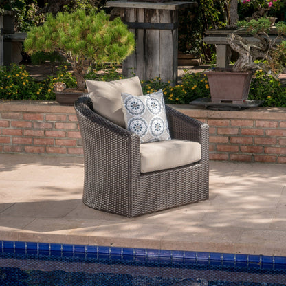 Outdoor Aluminum Frame Wicker Swivel Chair - 1st Choice Furniture Direct