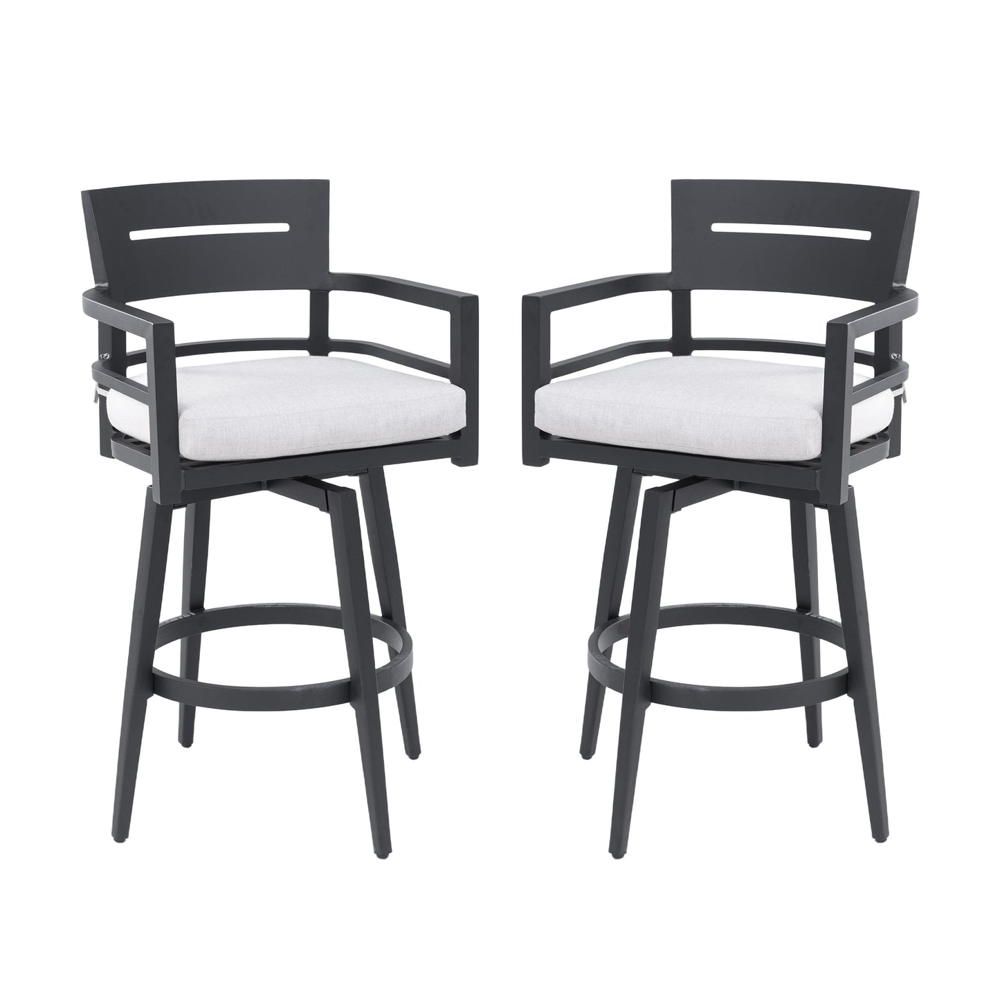 Outdoor Aluminum Swivel Bar Chair with Sunbrella Cushion | Ember Black - 1st Choice Furniture Direct