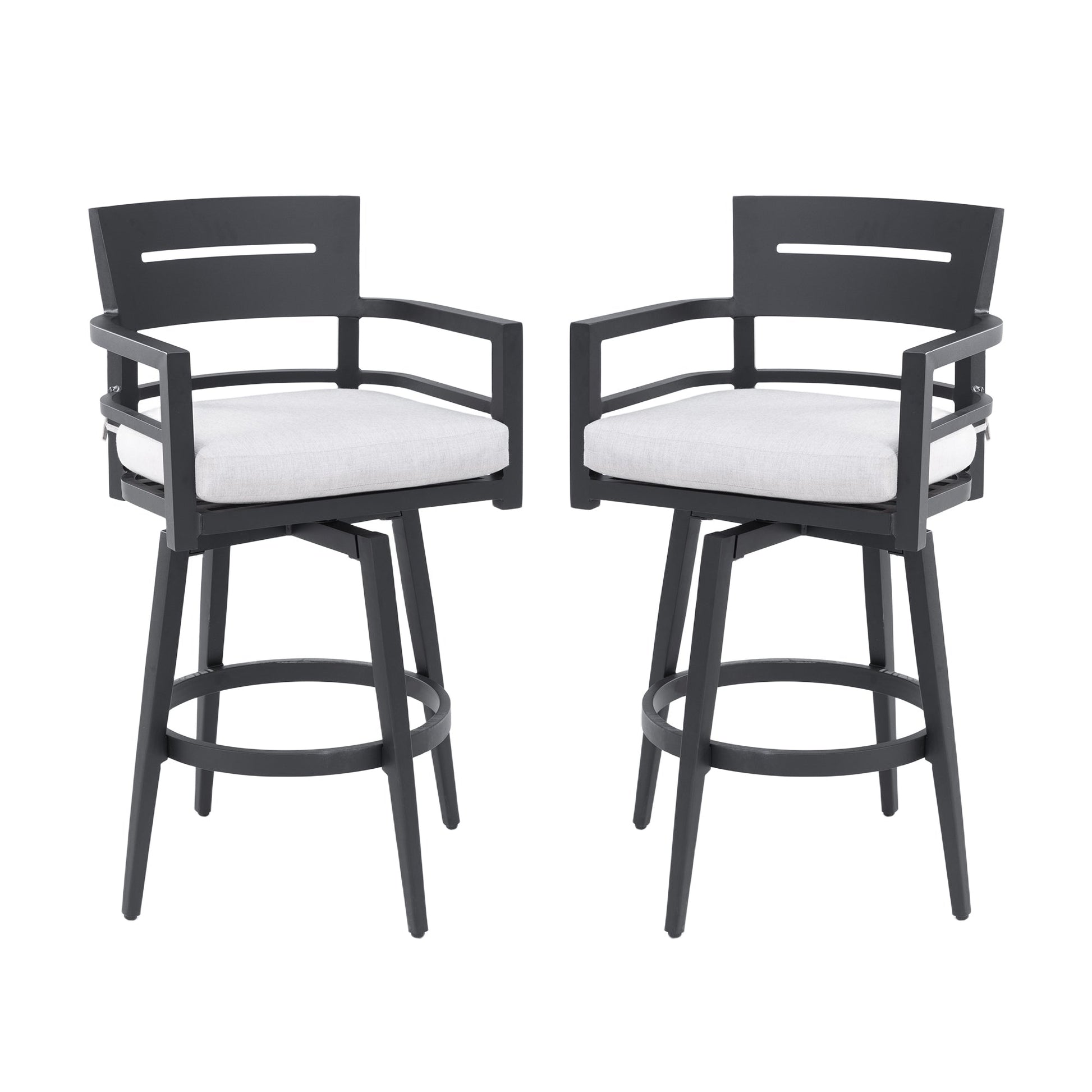 Outdoor Aluminum Swivel Bar Chair with Sunbrella Cushion | Ember Black - 1st Choice Furniture Direct
