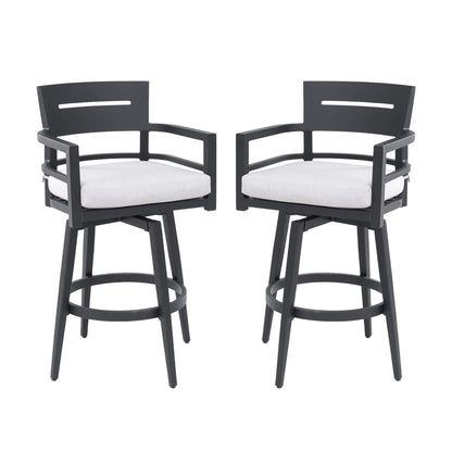 Outdoor Aluminum Swivel Bar Chair with Sunbrella Cushion | Ember Black - 1st Choice Furniture Direct
