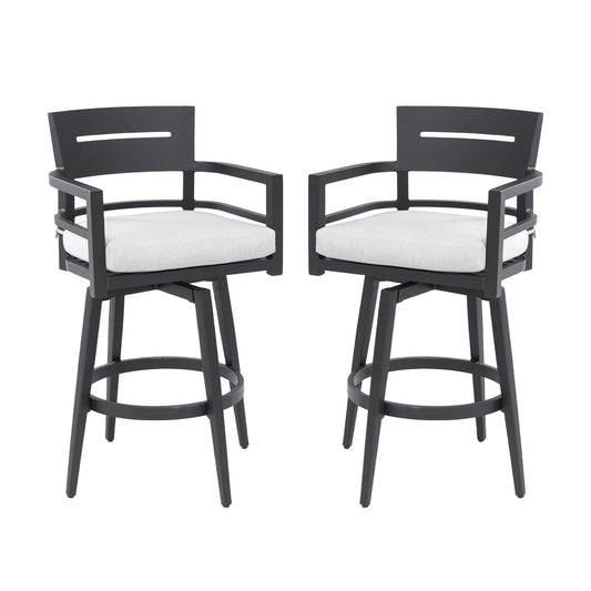 Outdoor Aluminum Swivel Bar Chair with Sunbrella Cushion | Ember Black - 1st Choice Furniture Direct