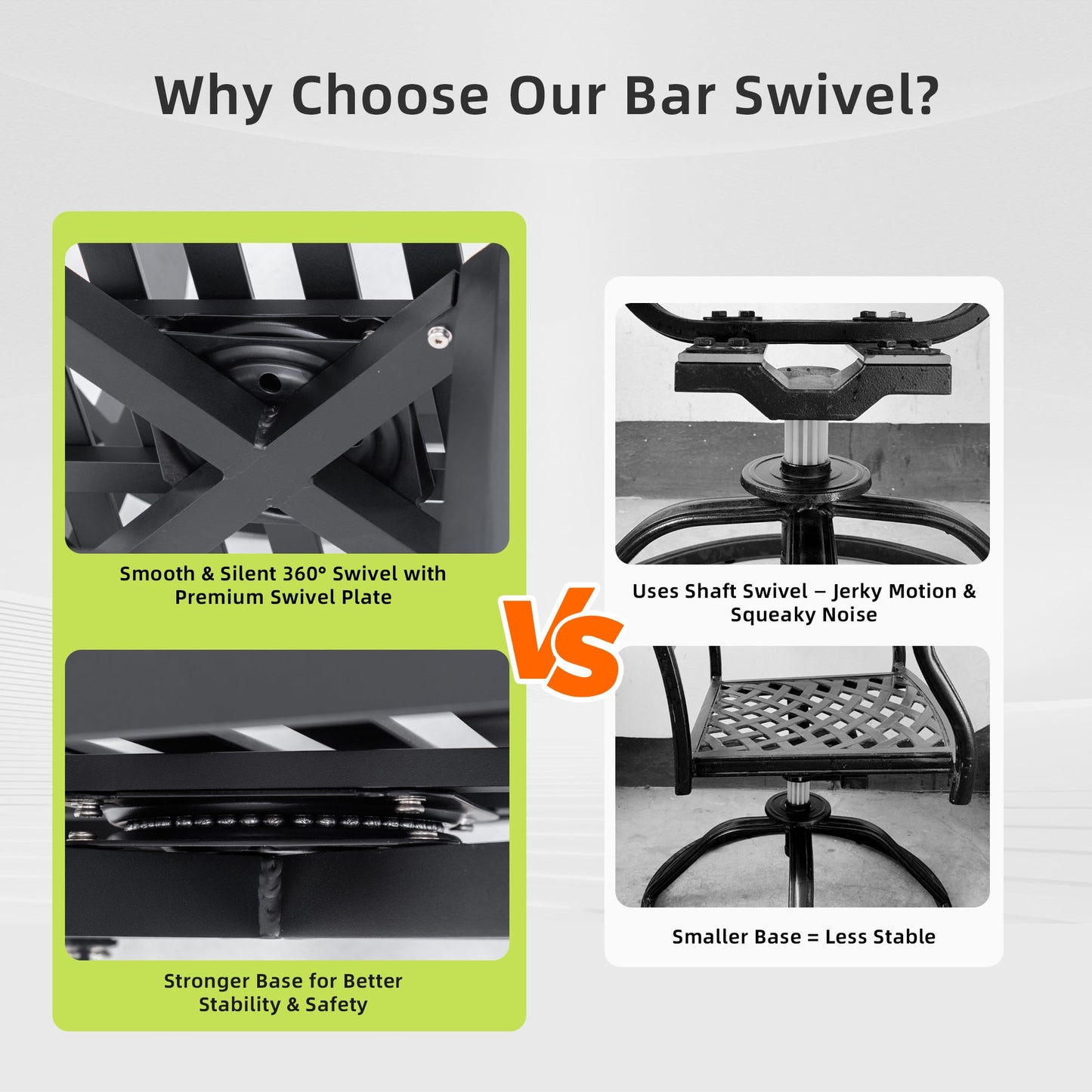 Outdoor Aluminum Swivel Bar Chair with Sunbrella Cushion | Ember Black - 1st Choice Furniture Direct