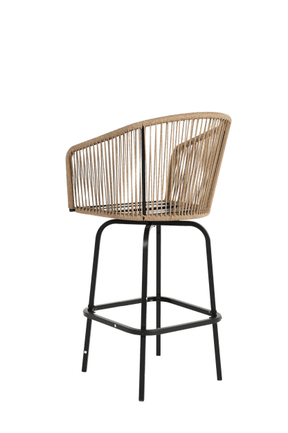Outdoor Bar Stools Set of 2, 2 - Piece Patio Bar Stools with Armrests, All Weather Rattan Bar Chairs with Backrest, Wicker Bar Stools for Backyard, Garden, Pool, Balcony and Deck - Blue - 1st Choice Furniture Direct