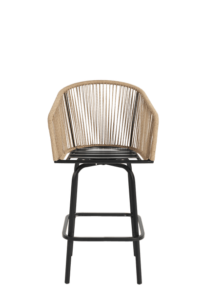 Outdoor Bar Stools Set of 2, 2 - Piece Patio Bar Stools with Armrests, All Weather Rattan Bar Chairs with Backrest, Wicker Bar Stools for Backyard, Garden, Pool, Balcony and Deck - Blue - 1st Choice Furniture Direct