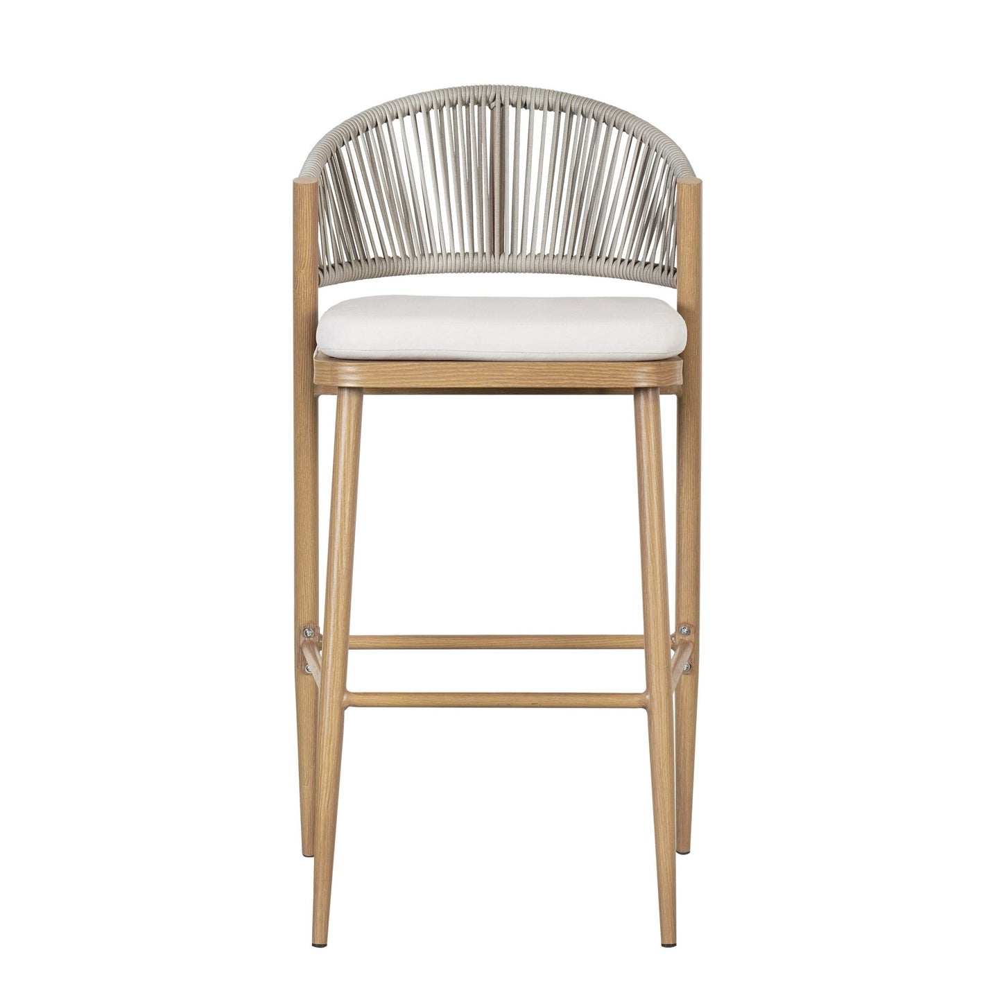 Outdoor Bar Stools Set of 2 | Aluminum Frame Counter Chairs with Cushions (Maple Finish) - 1st Choice Furniture Direct