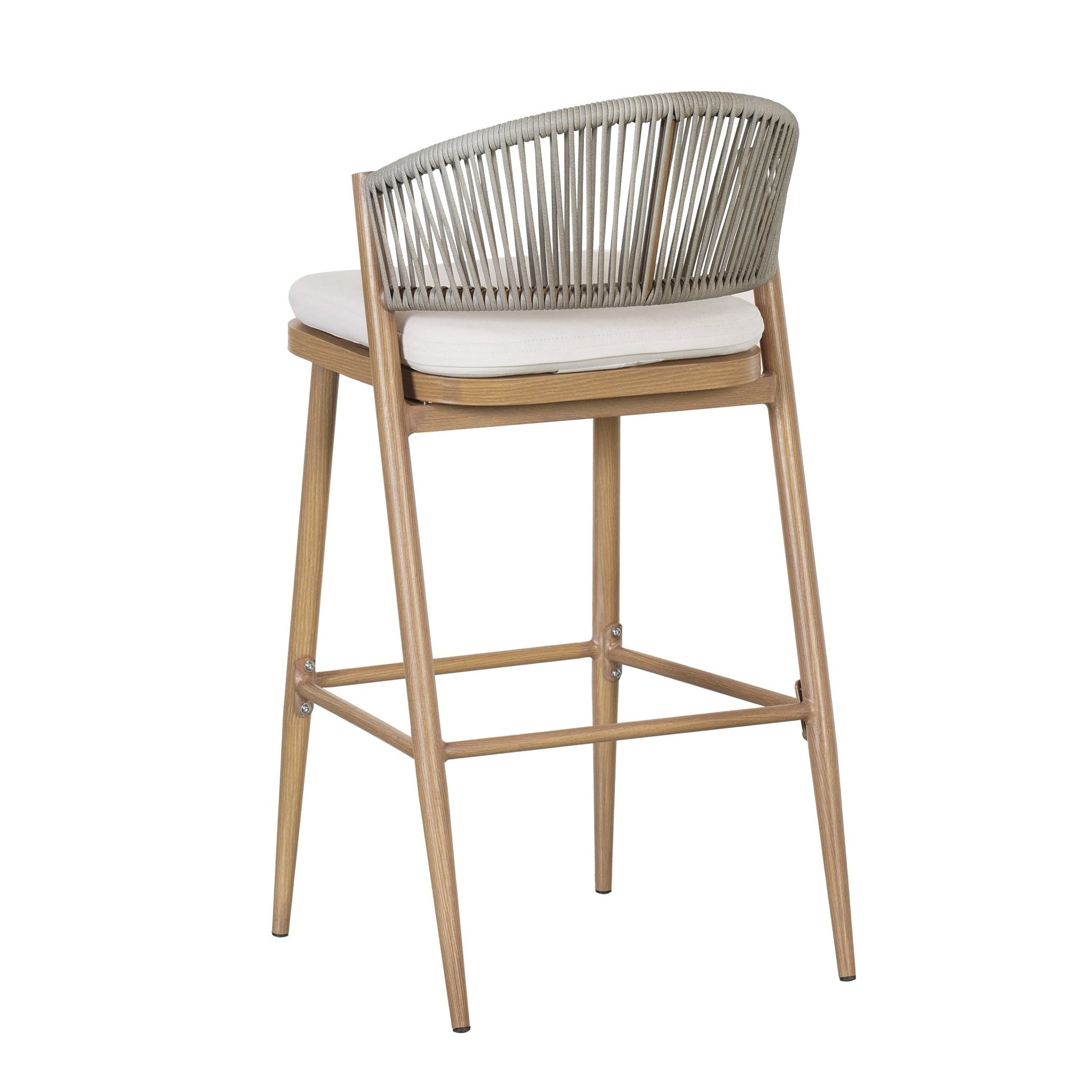 Outdoor Bar Stools Set of 2 | Aluminum Frame Counter Chairs with Cushions (Maple Finish) - 1st Choice Furniture Direct