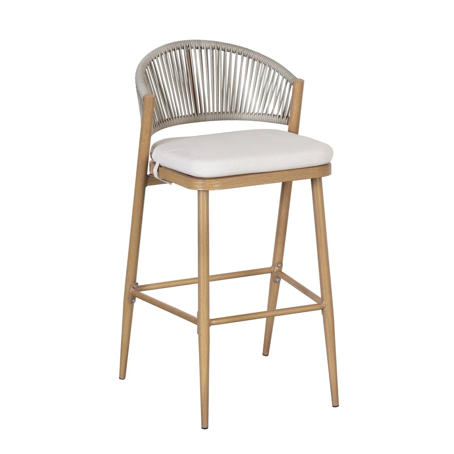 Outdoor Bar Stools Set of 2 | Aluminum Frame Counter Chairs with Cushions (Maple Finish) - 1st Choice Furniture Direct