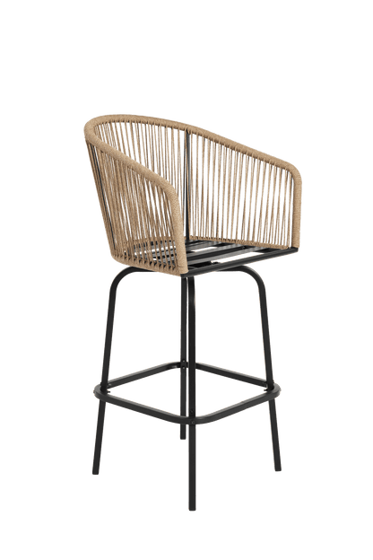 Outdoor Bar Stools Set of 4, 4 - Piece Patio Bar Stools with Armrests, All Weather Rattan Bar Chairs with Backrest, Wicker Bar Stools for Backyard, Garden, Pool, Balcony and Deck - Blue - 1st Choice Furniture Direct