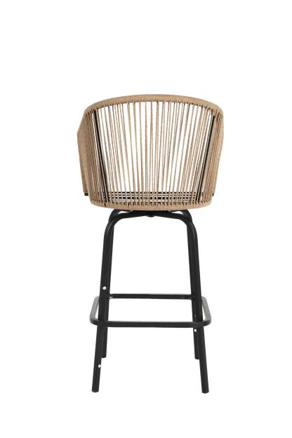 Outdoor Bar Stools Set of 4, 4 - Piece Patio Bar Stools with Armrests, All Weather Rattan Bar Chairs with Backrest, Wicker Bar Stools for Backyard, Garden, Pool, Balcony and Deck - Blue - 1st Choice Furniture Direct