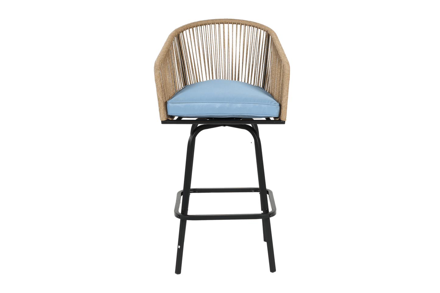 Outdoor Bar Stools Set of 4, 4 - Piece Patio Bar Stools with Armrests, All Weather Rattan Bar Chairs with Backrest, Wicker Bar Stools for Backyard, Garden, Pool, Balcony and Deck - Blue - 1st Choice Furniture Direct