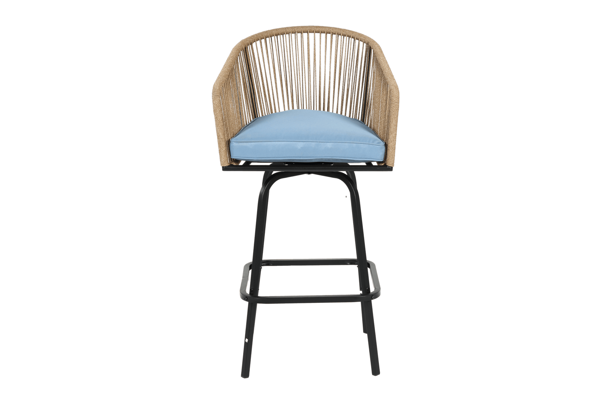 Outdoor Bar Stools Set of 4, 4 - Piece Patio Bar Stools with Armrests, All Weather Rattan Bar Chairs with Backrest, Wicker Bar Stools for Backyard, Garden, Pool, Balcony and Deck - Blue - 1st Choice Furniture Direct