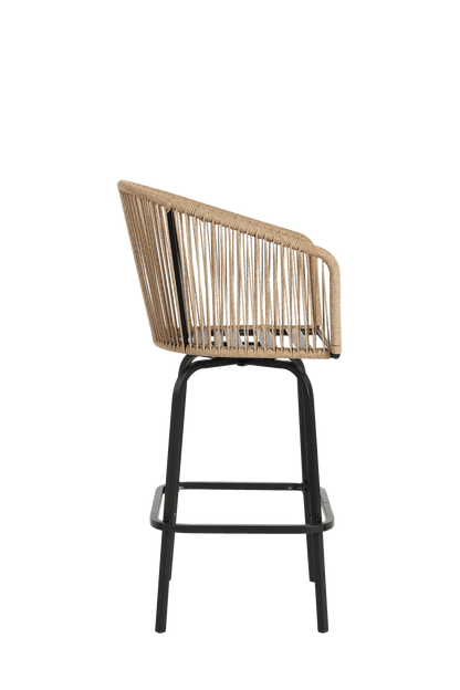 Outdoor Bar Stools Set of 4, 4 - Piece Patio Bar Stools with Armrests, All Weather Rattan Bar Chairs with Backrest, Wicker Bar Stools for Backyard, Garden, Pool, Balcony and Deck - Blue - 1st Choice Furniture Direct