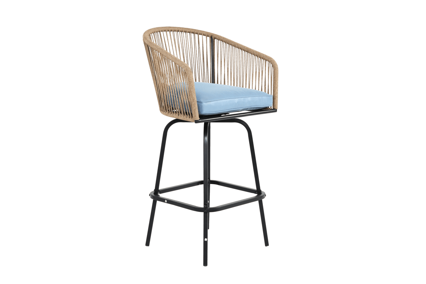 Outdoor Bar Stools Set of 4, 4 - Piece Patio Bar Stools with Armrests, All Weather Rattan Bar Chairs with Backrest, Wicker Bar Stools for Backyard, Garden, Pool, Balcony and Deck - Blue - 1st Choice Furniture Direct