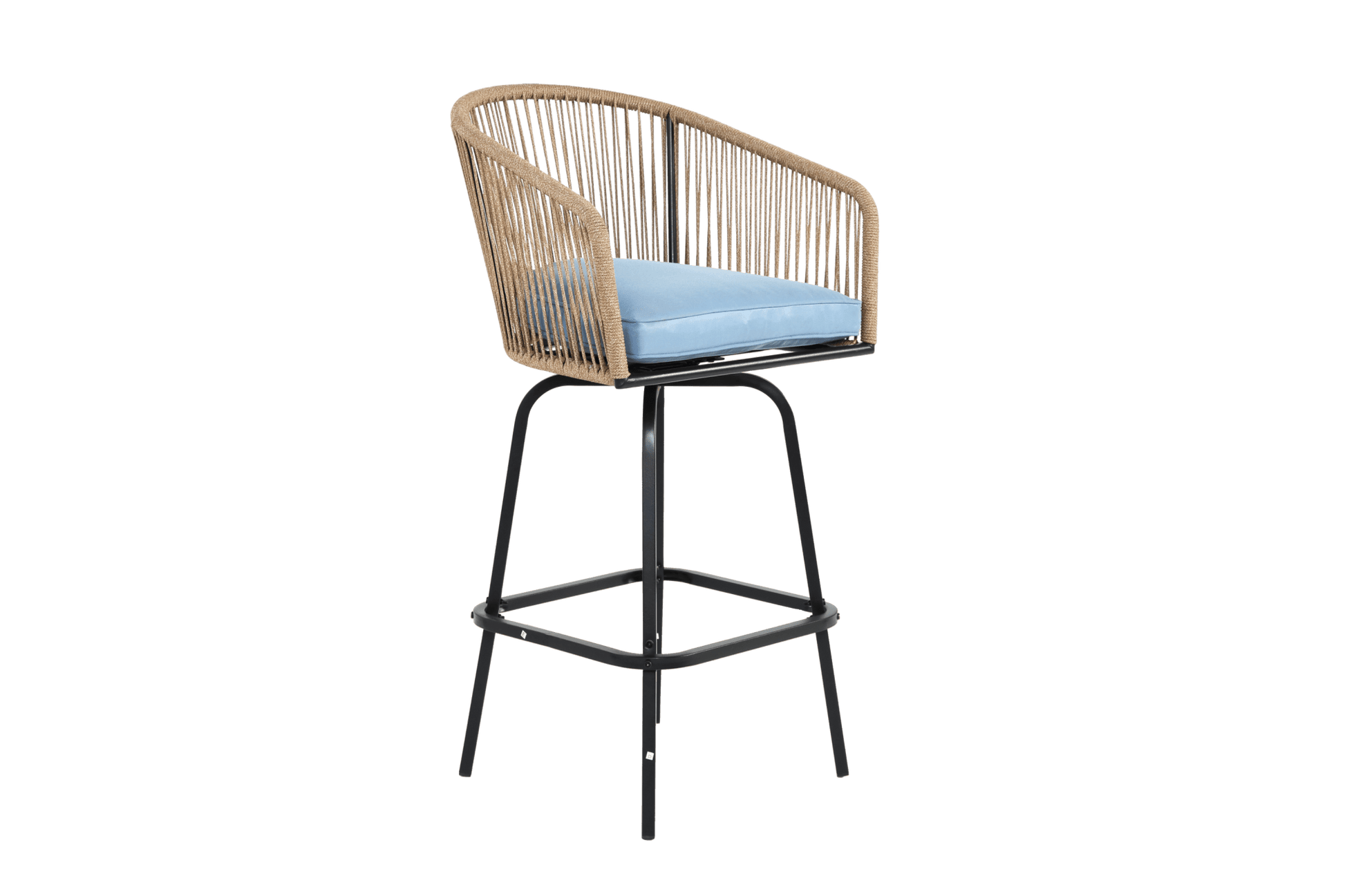 Outdoor Bar Stools Set of 4, 4 - Piece Patio Bar Stools with Armrests, All Weather Rattan Bar Chairs with Backrest, Wicker Bar Stools for Backyard, Garden, Pool, Balcony and Deck - Blue - 1st Choice Furniture Direct