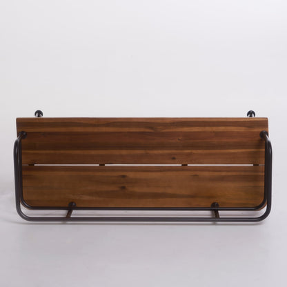 Outdoor Bench with Powder Coated Iron Frame, Teak - 1st Choice Furniture Direct
