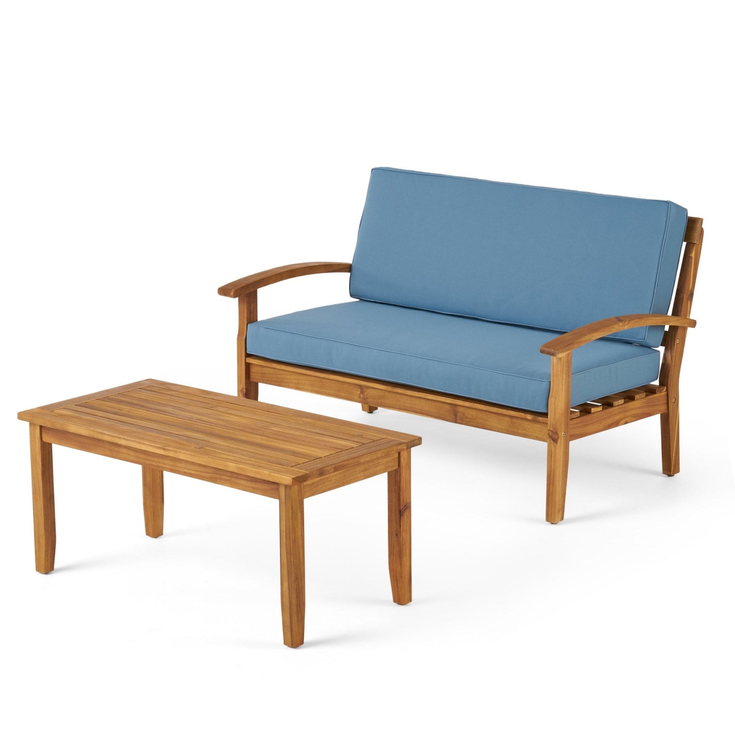 Outdoor Chat Set with Coffee Table and Loveseat, Teak - 1st Choice Furniture Direct