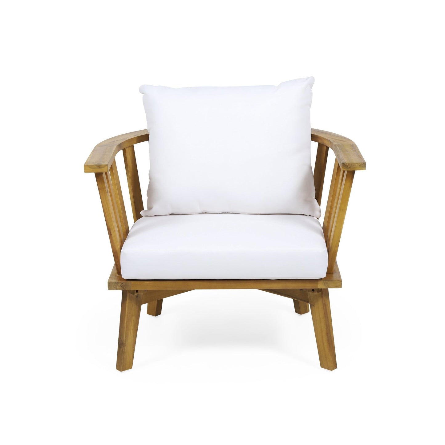 Outdoor Club Chair with Curved Backrest and Acacia Wood Frame, White - 1st Choice Furniture Direct
