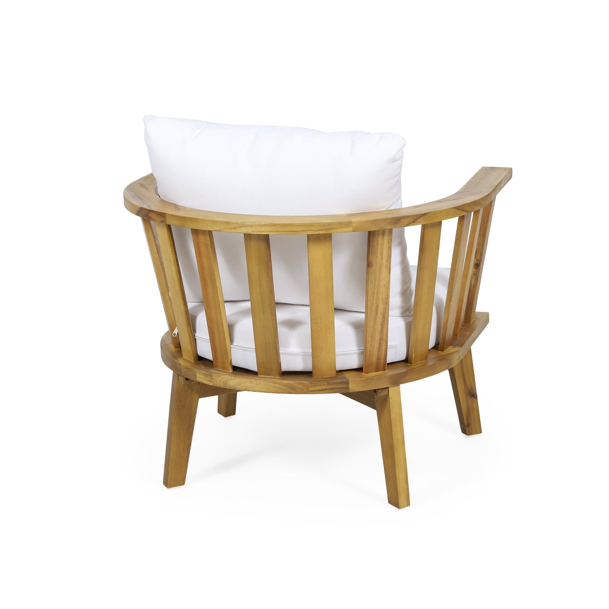 Outdoor Club Chair with Curved Backrest and Acacia Wood Frame, White - 1st Choice Furniture Direct