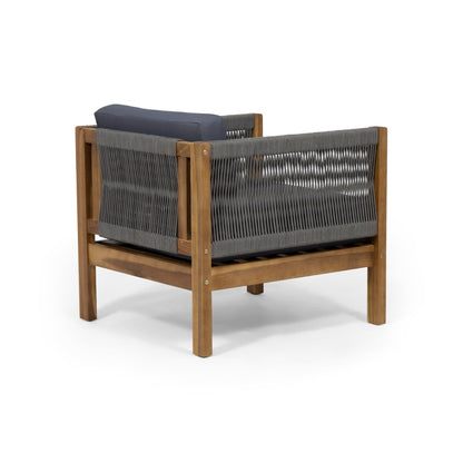 Outdoor Club Chair with Rattan Rope Wave, Dark Grey - 1st Choice Furniture Direct
