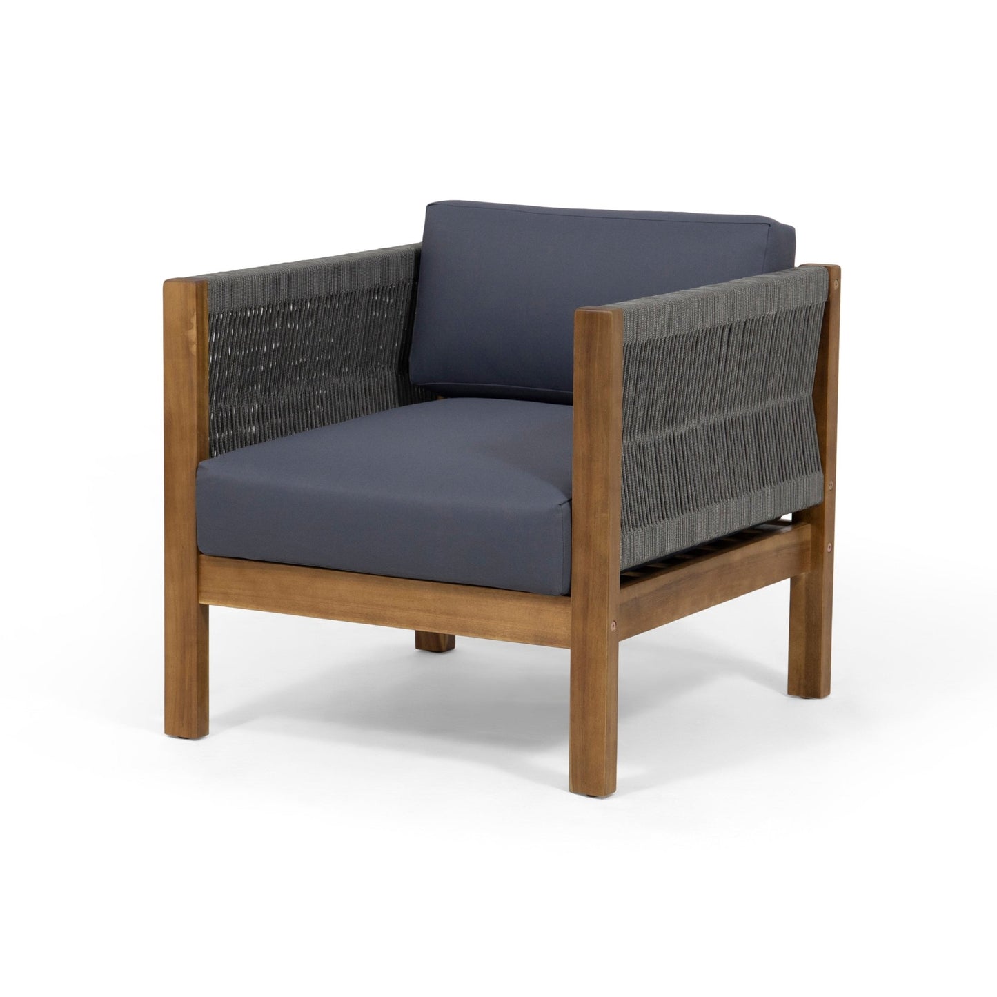 Outdoor Club Chair with Rattan Rope Wave, Dark Grey - 1st Choice Furniture Direct