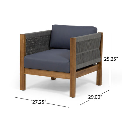 Outdoor Club Chair with Rattan Rope Wave, Dark Grey - 1st Choice Furniture Direct